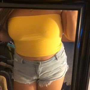 Yellow striped tube top